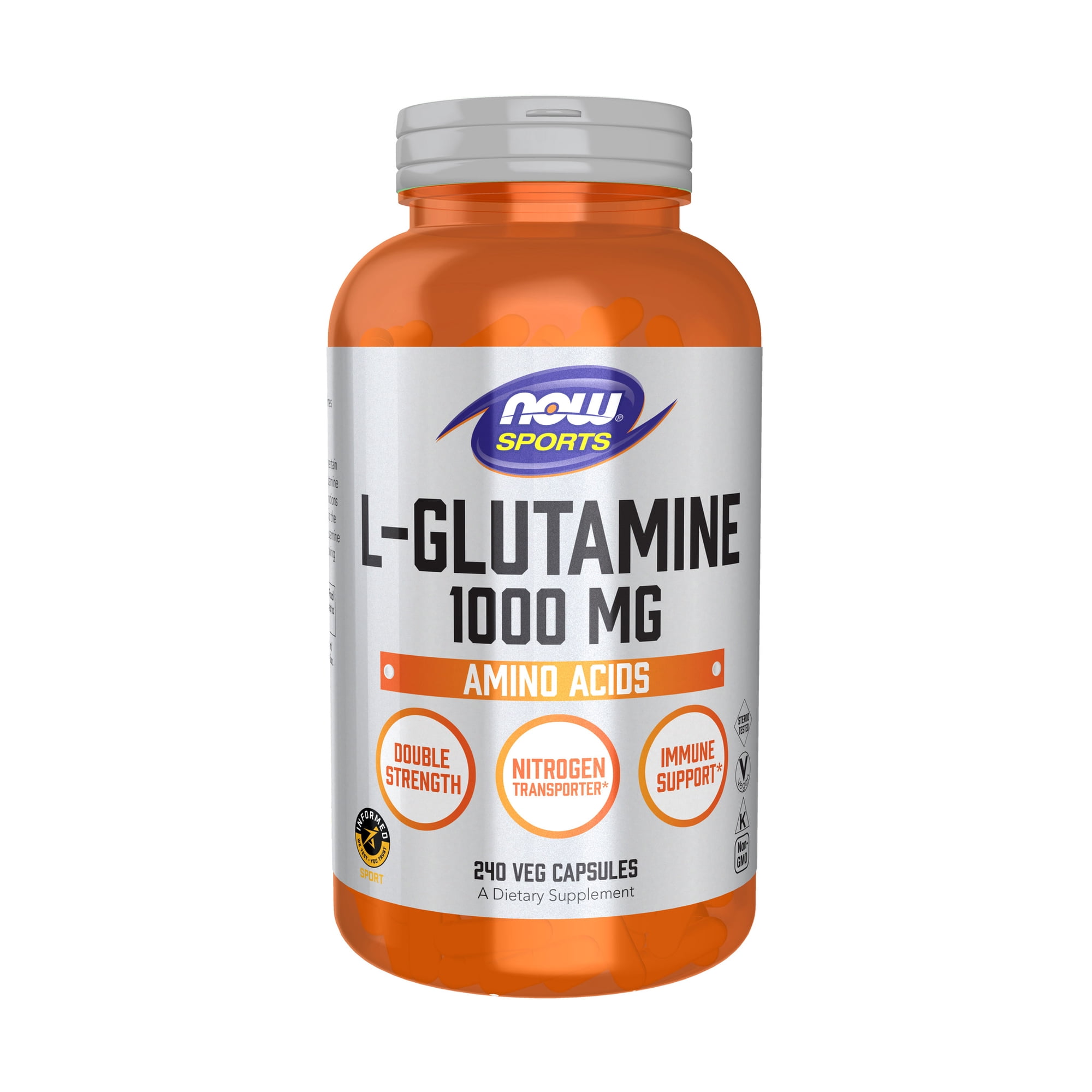 【プロバスケ レバンガ選手愛用】 ナウフーズ L-グルタミン 1000mg 240粒 ベジカプセル NOW Foods L-Glutamine ナウスポーツ