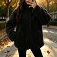 thumbnail image 2 of Enjoytime Fleece Jacket Women Stand Collar Long Sleeve Zip Up Fuzzy Outerwear Casual Soft Warm Fall Winter Coat with Pocket, 2 of 6