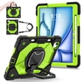 thumbnail image 2 of Dteck with Pencil Holder Case for iPad Air 11 inch 2024,iPad Air 11 inch 2025 Heavy Duty Silicone Case 360 Degree Rotating Handle Stand Cover with Shoulder Strap for iPad Air 11" M2/M3,Black+Green, 2 of 9