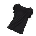 thumbnail image 4 of Sakmal Short Sleeve Pajama Tops Women Pullover Plus Size Tshirt Black Crew Neck Tshirt for Women L, 4 of 5
