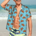 thumbnail image 7 of Sikiie Turtle Print Men's Hawaiian Shirt, Summer Beach Button Pocket Short Sleeve T-Shirt,X-Large, 7 of 7