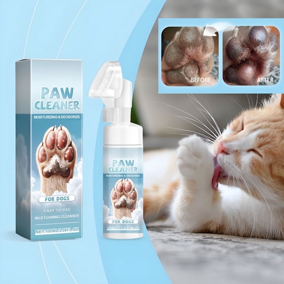 RAGUPEL Pet Paw Cleaner Natural No-Rinse Foam with Brush | Gentle, pH Balanced, Safe for Dogs & Cats | Deep Cleaning