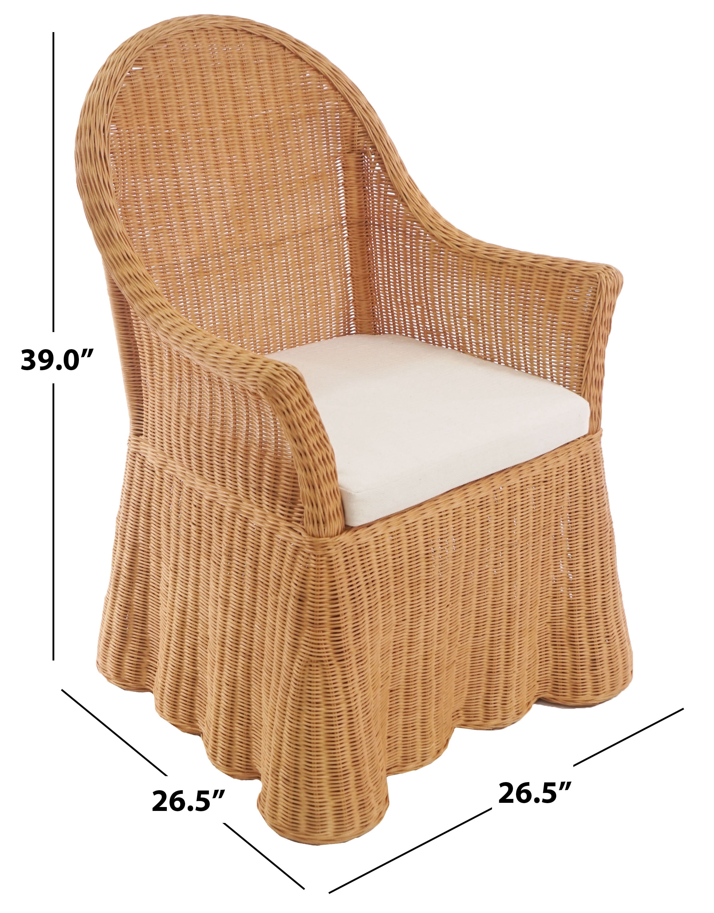 Safavieh Couture Hylda Rattan Dining Chair, Natural/White