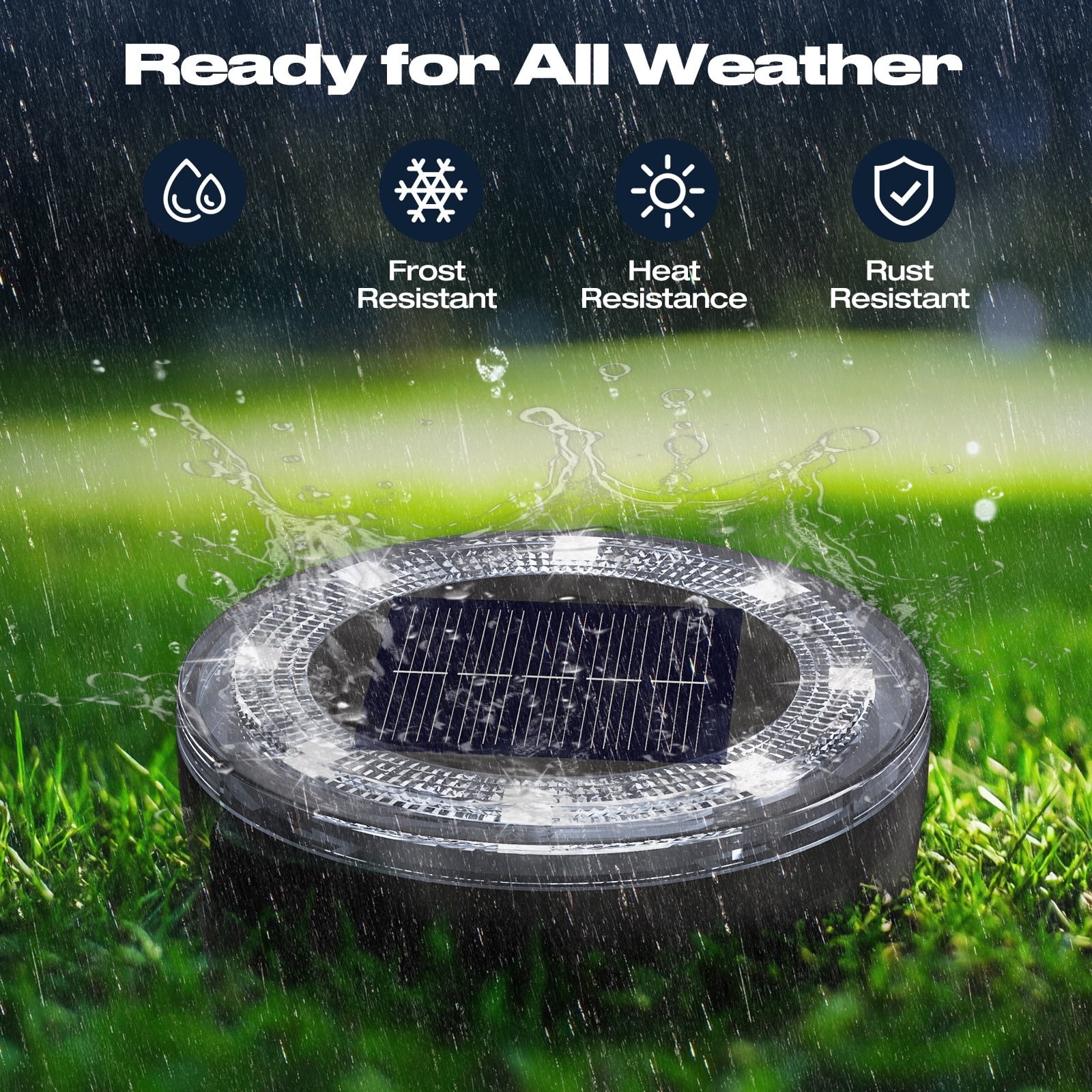 4/ 8/ 12/ 24 Pack Solar Mini Ground Lights Outdoor - 8 LED Solar Disc Lights with Flat Design IP44, Solar-Powered Pathway Lights for Garden, Lawn, Patio, Yard, Path & Landscape (Cool White & Warm Whi