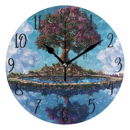 WOBOGO Terraria Style Tree Wall Clock 10 in Silent Mechanism Battery Operated Retro Style for photo WOBOGO Terraria Style Tree Wall Clock 10 in Silent Mechanism Battery Operated Retro Style for image