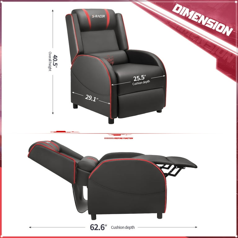 HONEY JOY Red PU Leather Gaming Recliner Chair Single Massage