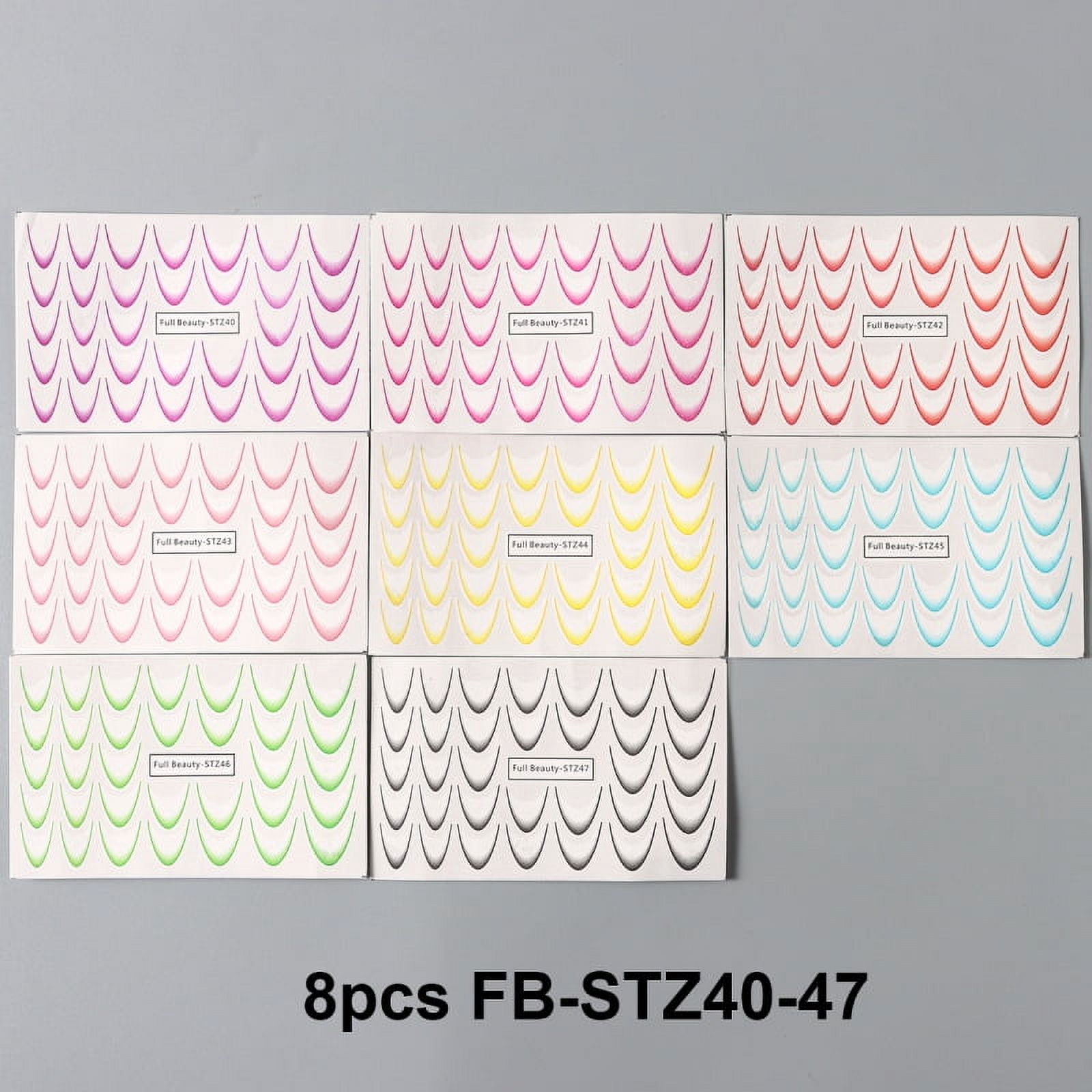 8pcs Gradient French Nail Art Stickers Ink Blooming Wave Line Water Transfer Sliders Decals DIY Ombre Manicure Decorations Foils