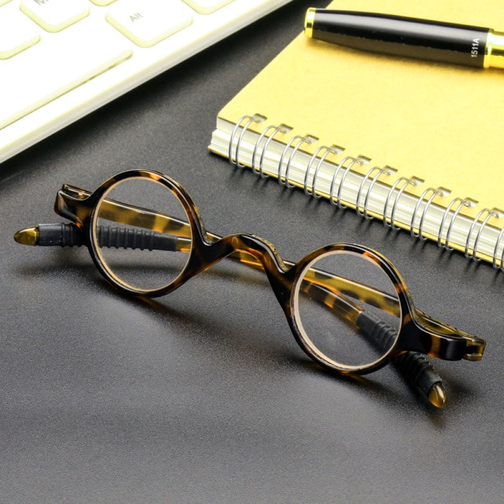 2 Pairs of 32mm Retro Reading Glasses Fashionable Small Round Tortoise Personalized Classic Blue Light Blocking Readers TR90 Flexible Presbyopic Glasses +3.50