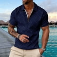 thumbnail image 2 of Bibifish Mens Polo Shirts Short Sleeve Quarter Zip Geometric Line Pattern Casual Shirts Classic Fit Tops, 2 of 4
