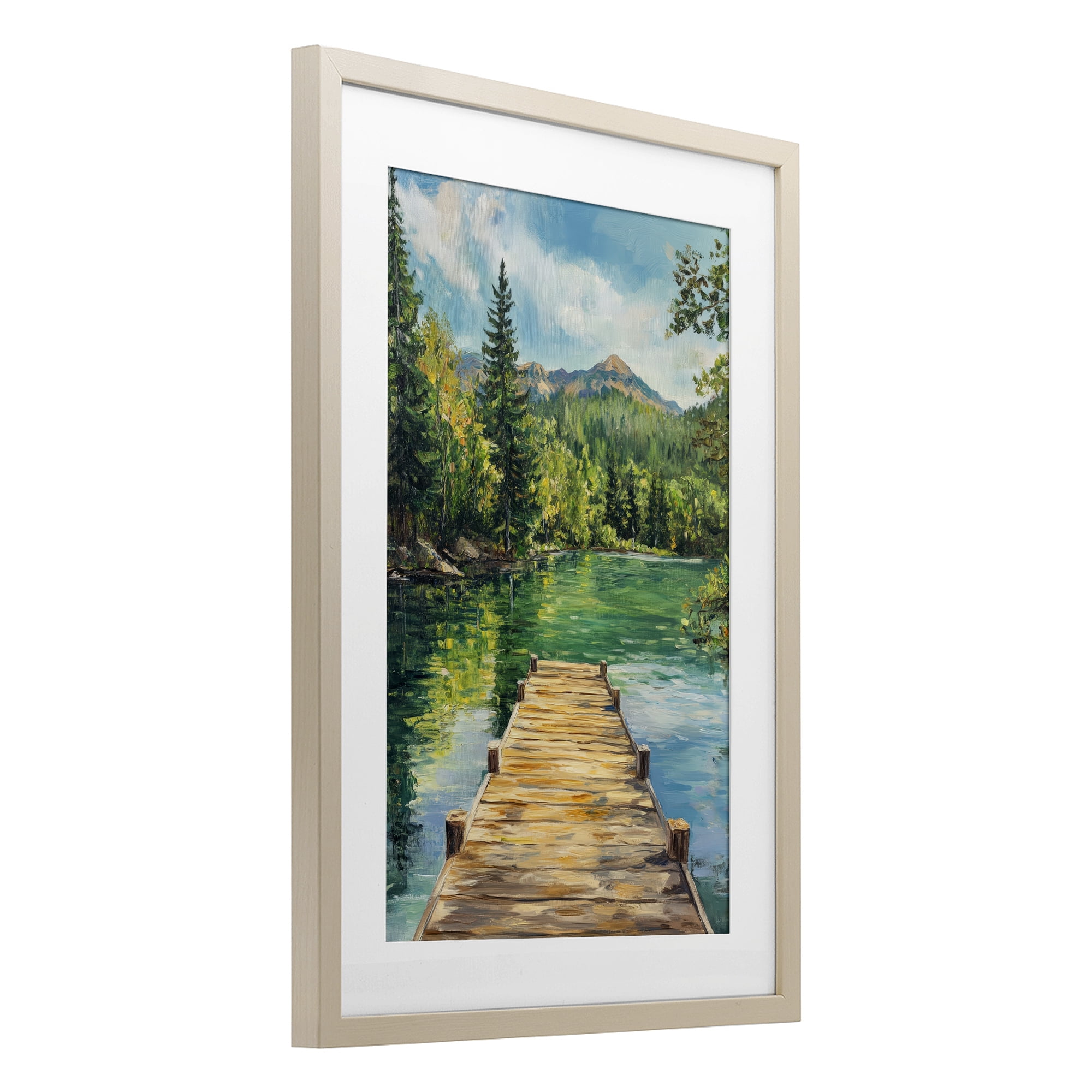 Stupell Industries Sunlit River Dock Birch Framed Print Under Glass, design by Petal Prints Design