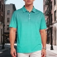 thumbnail image 2 of NOLDARES Mens Ribbed Polo Shirt Textured Knit Short Sleeve Casual Golf Beach Vacation Tops(Green,2XL), 2 of 6