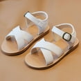 thumbnail image 5 of UngA Girls Wedge Sandals Girls Sandals Ankle Strap Flat Sandals Casual Beach Sandals for Daily Wedding Princess Summer Sandals Flower Girl Sandals(White,Size 11), 5 of 8