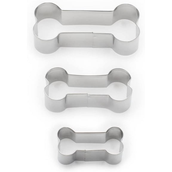 "Dog Bone Cookie Cutter Set, Stainless Steel, 3-Piece"