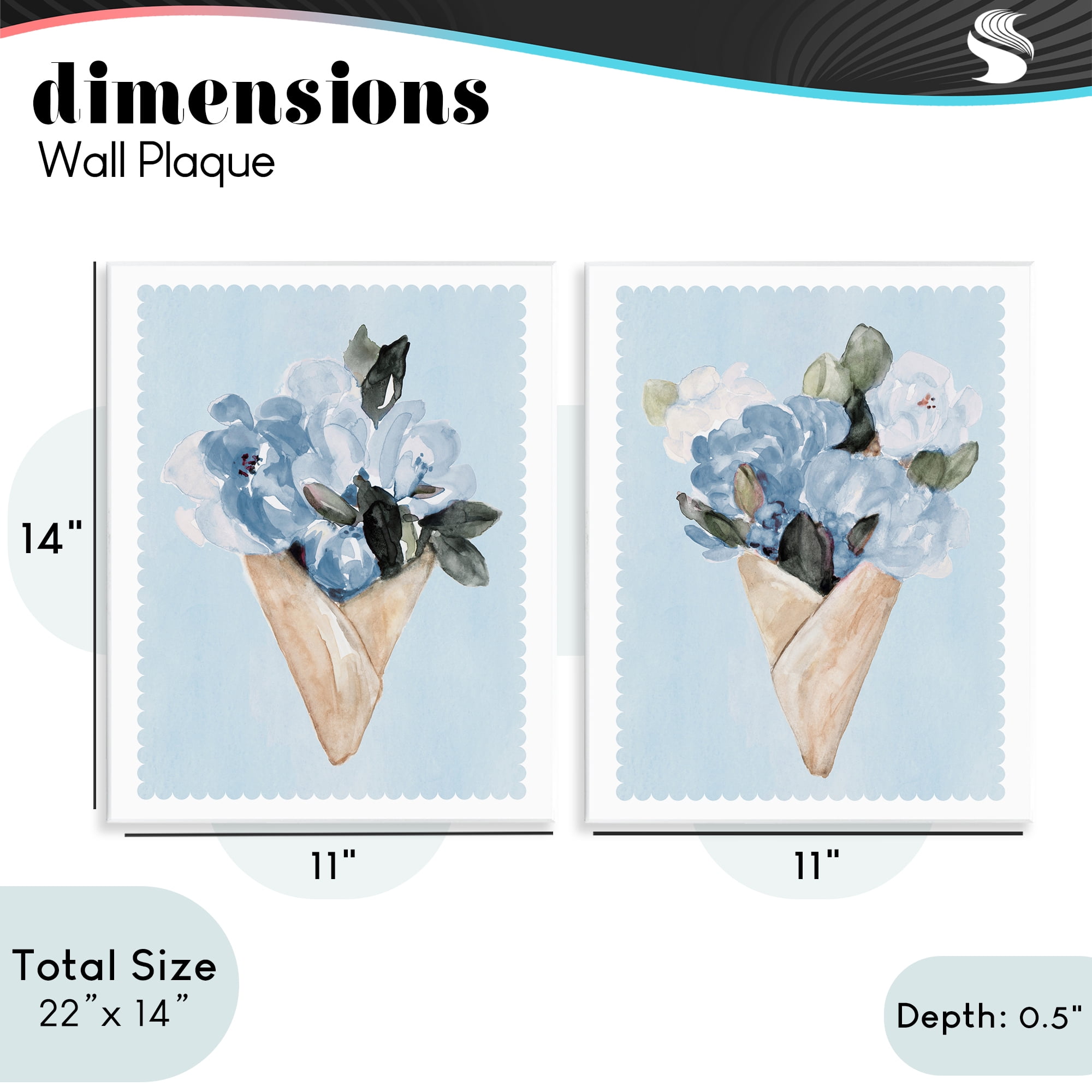 Stupell Industries Blue Flower Gift Bouquets 2 Piece Wall Plaque Art Set, design by Lanie Loreth
