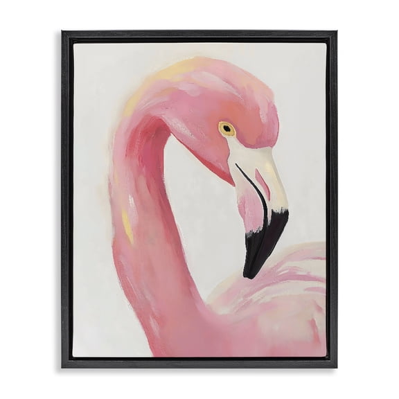 Stupell Industries Coastal Serene Pink Flamingo Portrait Black Floating Frame Canvas Art, 17 x 21, by The Prints Vibe