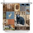 thumbnail image 4 of SUNOLIFE Bear Shower Curtain Rustic Farmhouse Carbins Waterproof Fabric Bathroom Curtain 72x72 in, 4 of 4