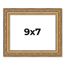9x7 Frame Gold Solid Wood Picture Frame Width 1.25 Inches | Interior Frame Depth 0.375 Inches |