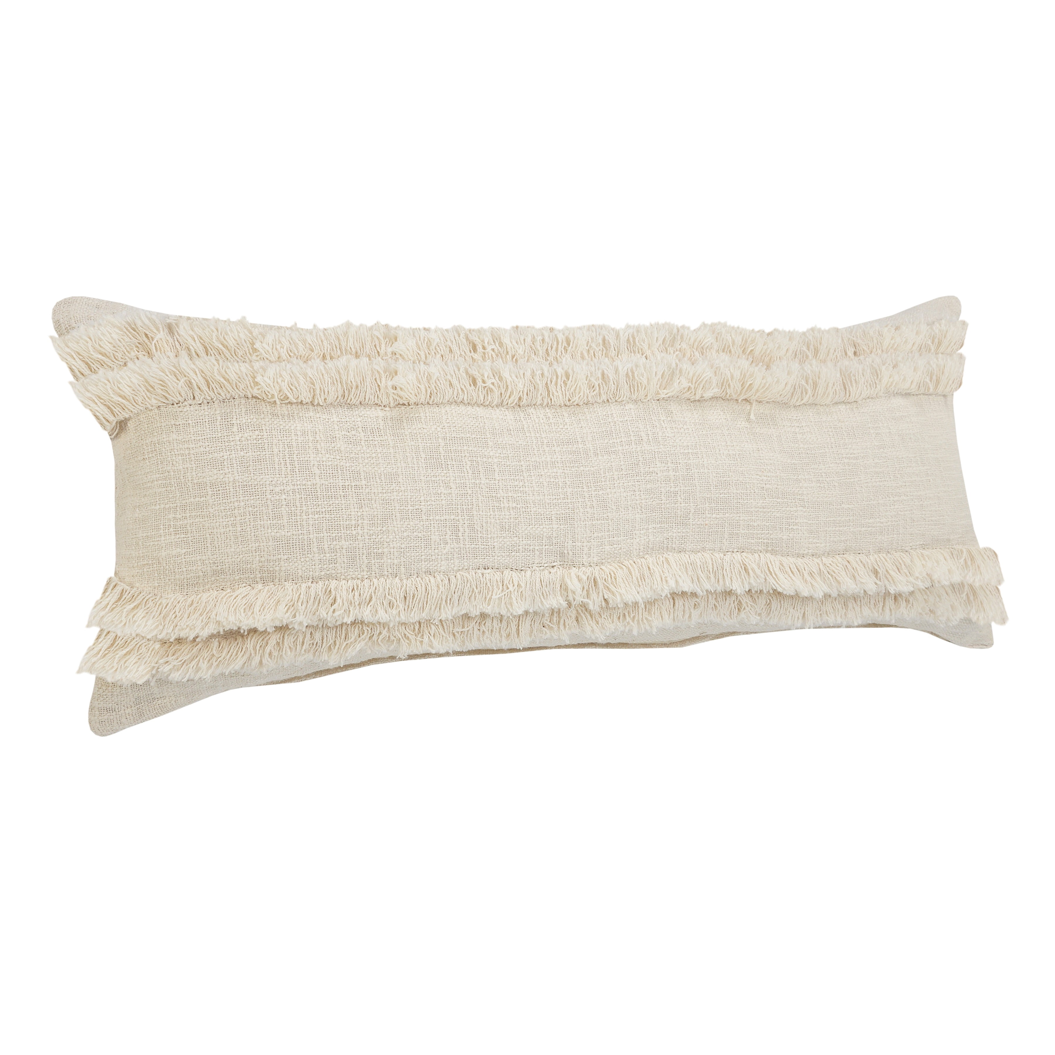 Ox Bay Sindy 14" x 36" Cream Striped Shag Cotton Adult Decorative Throw Pillow Cover