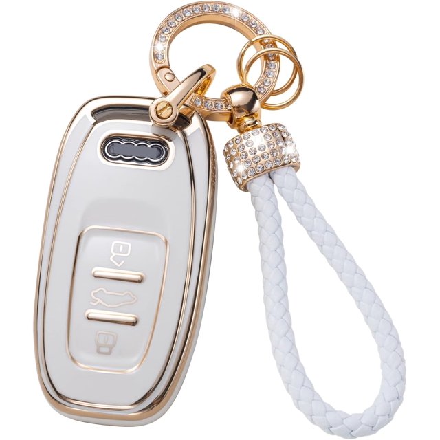 LAICAIW for Audi Key Fob Cover, Key Case Shell Compatible with Audi A4 A5 A6 A7 A8 Q5 S5 S7 3-button Smart Key Protector