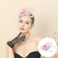 thumbnail image 2 of Fascinators Hat For Women Tea Party Headband Wedding Flower Mesh Feathers Hair Clip For Girls And Women Wedding Hat With Headwear Pink Hair Plait, 2 of 8