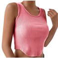 thumbnail image 5 of Njoeus Womens Crew Neck Crop Tank Top Summer Basic Ribbed Knit Crop Tops Sleeveless Shirts Casual Blouses, 5 of 9