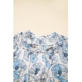 thumbnail image 6 of Sky Blue Floral Print Tie Neck Long Sleeve Flowy Mini Dress for Women | L, 6 of 12