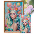 thumbnail image 1 of (2) Hilo Algodón Ecológico Bordado 11CT 3 Hebras Impresión 35*60 Cm Kit Serie Personajes Punto Cruz Flores Y Plumas para Niña, 1 of 9