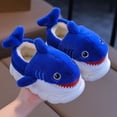 thumbnail image 2 of Xfvqtps Kids Shark Slippers Cute Plush Fuzzy Cover Heel Warm Comfortable Winter Non-Slip PVC Home Shoes Blue-Cover Heel, 2 of 5