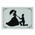thumbnail image 1 of Engagement Party Cutting Board, Kneeling Man Purposes to Crinoline Dressed Lady Under an Umbrella, Decorative Tempered Glass Cutting and Serving Board, Small Size, Black and White, by Ambesonne, 1 of 1