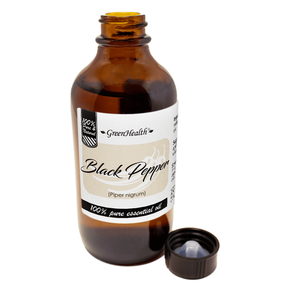 GreenHealth  Black Pepper Essential Oil 4 fl oz (118 ml) Glass Bottle with Cap