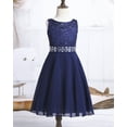 thumbnail image 6 of iEFiEL Girls Sequined Lace Chiffon Flower Girl Dress 2 Layers Wedding Birthday Party Dress Navy Blue 4, 6 of 7