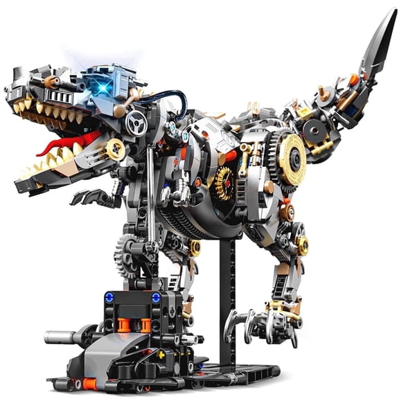 Mechanical T-Rex Building Set with Light-Up Eyes, 1268-Piece Dinosaur Model Kit for Adults & Kids 12 , STEM Toy with Movable Jaw for Home Office Decor