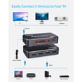 thumbnail image 2 of Conmutador HDMI Koopman de 5 puertos 4K 60 Hz con control remoto IR HDR10 3D, 2 of 7