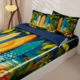 thumbnail image 3 of Castle Fairy Night Tropical Surfboard Zipper Twin Comforter Sets with Fitted Sheet and 2 Pillowcases,Plumeria Palm Beach Print Zipper Bedding Set,Navy Orange,Navy Blue Reversible,4-Piece, 3 of 6