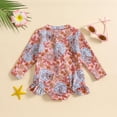 thumbnail image 3 of Toddler Girls Rash Guard Bathing Suits Flounce Printed Long Sleeve Sun Protection Athletic Bathing Suits 18-24 Months Girls Clothing, 3 of 5