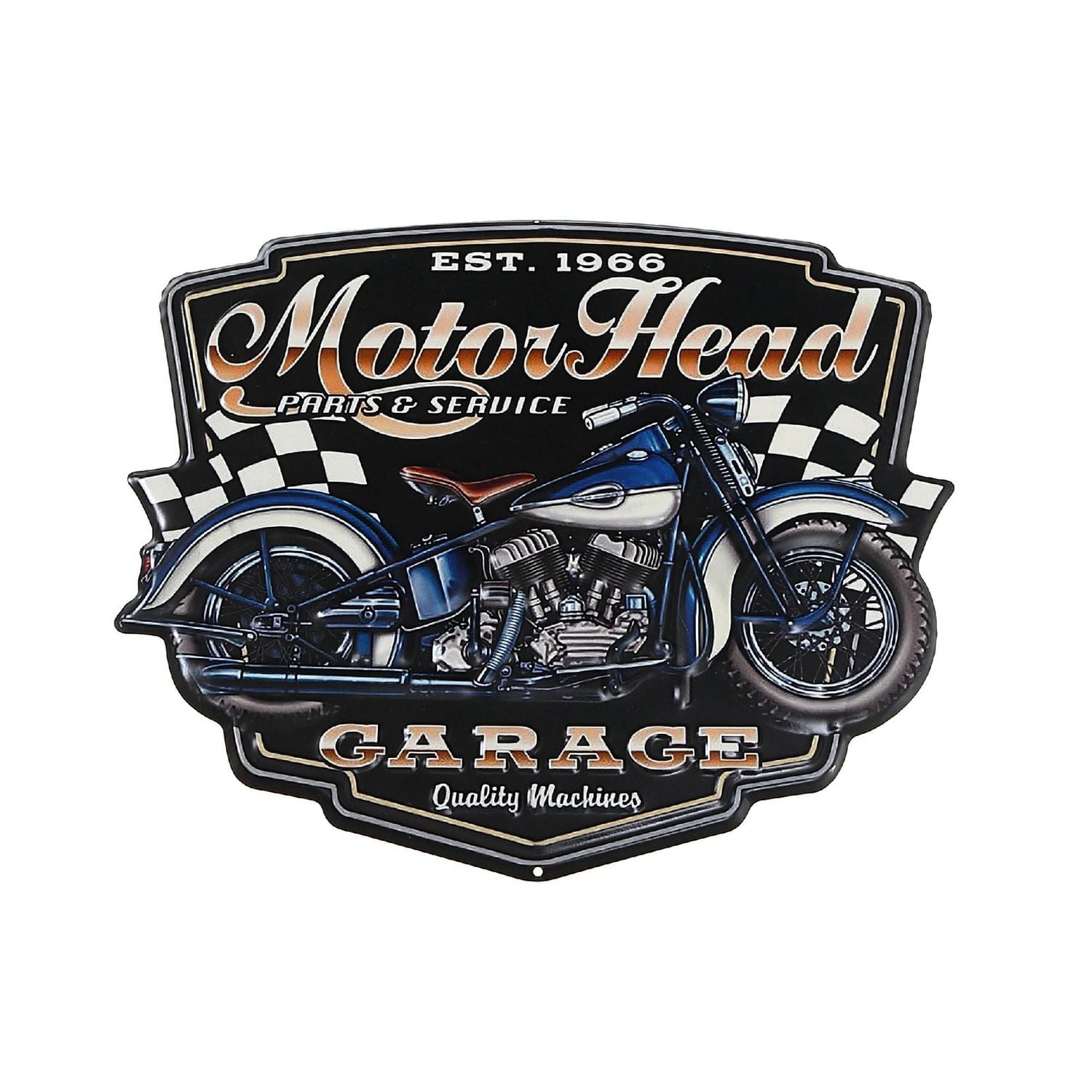 IH Casa Decor Embossed Metal Wall Sign Motor Head Garage