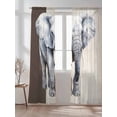 thumbnail image 2 of Sheer Curtains 108 Inches Long 2 Panels Set for Living Room, Vintage Elephant Semi Sheer Curtains for Windows, Modern Art Animal Watercolor Voile Window Treatments Rod Pocket Curtain, 2 of 7