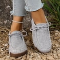 thumbnail image 4 of Chaussures de Course pour Femmes, Chaussures Décontractées Unies à Lacets devant, Bout Rond, Plates à Semelle Épaisse, Toutes Saisons, Mocassins pour Femmes, 4 of 9
