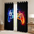 thumbnail image 2 of Manfei Kids Game Console Blackout Curtains Set of 2 (52x84 Each),Cartoon Gamepad Gamer Window Curtains,Gradient Purple Orange Curtains and Drapes For Boy,Ultra Soft Home Decor, 2 of 6