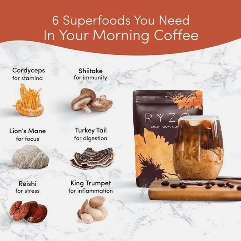 HTD - Organic Mushroom Coffee - 30 servings, 6.53 Oz, 1 Pack