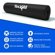 Yes4All Foam Bar Pad, Ideal for Squats, Hip Thrusts, Black, Single