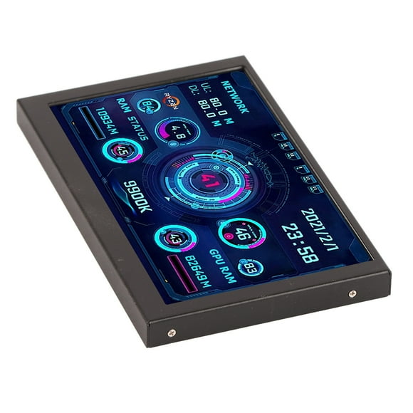 PC CPU Data Monitor, Horizontal Vertical Switching Adjustable Screen Brightness Mini ITX PC Case Monitor For Home