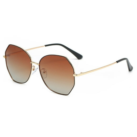 Polygonal polarized sunglasses street fashion anti-ultraviolet sunglasses, made of metal - style:style2;
