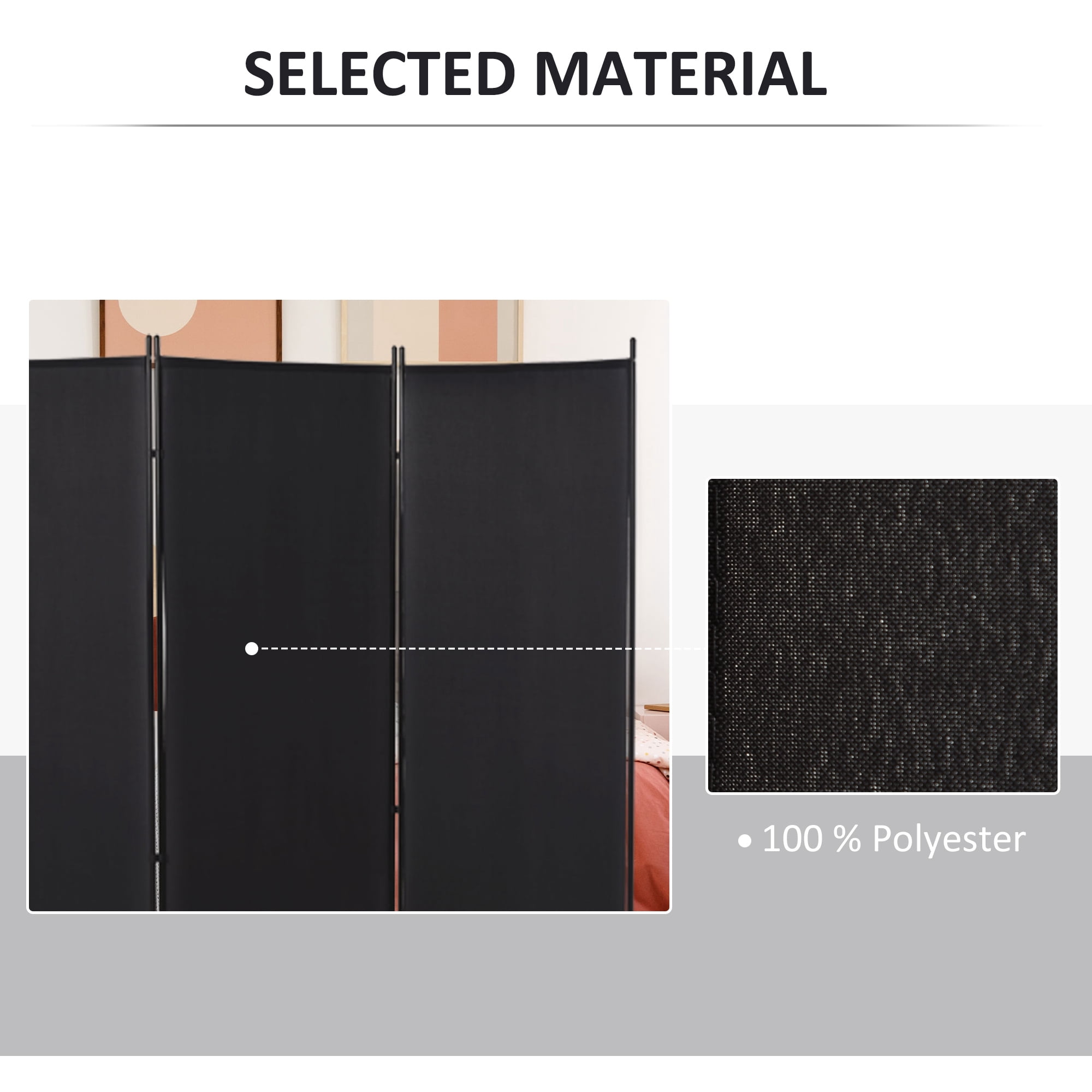 HOMCOM 3-Panel Room Divider Folding Privacy Screen Separator Partition Wall for Indoor Bedroom Office 100" x 72" Black