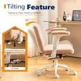 thumbnail image 4 of Ktaxon Office Chair with Chenille Fleece Upholstery, Flip-Top Armrest Desk Chair on Metal Star Base, Adjustable Height & Quiet Casters for Home Study Orange, 4 of 7