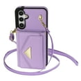 thumbnail image 3 of Feishell Crossbody Wallet Case for Samsung Galaxy S24 FE, PU Leather Lanyard Shoulder Strap Wallet Case with Card Holder, Shockproof Full Protection Flip Kickstand Phone Case, Purple, 3 of 10