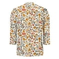 thumbnail image 4 of EchfiProm Tops for Women Y2k Yellow New Arrivals V Neck Classic Fit 3/4 Sleeve Floral Shirts, 4 of 6