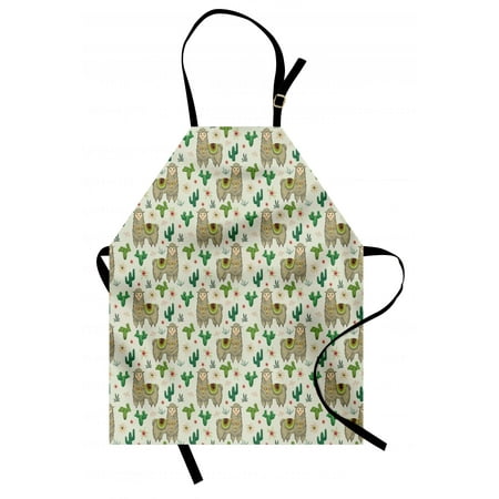 - Llama Apron Flora and Fauna of the South America Llama and Cactus Plants Hand Drawn Illustration, Unisex Kitchen Bib Apron with Adjustable Neck for Cooking Baking Gardening, Multicolor, by Ambesonne