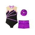 thumbnail image 3 of Doomiva Kids Girls 3 Pcs Skating Dance Costume Ballet Gymnastic Workout Outfit Purple 14, 3 of 7
