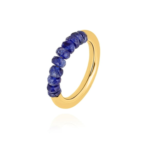 Gemshiner Blue Sapphire Ring for Women 925 Sterling Silver with Yellow Gold Plating RIng for Gift Women Wedding Anniversary